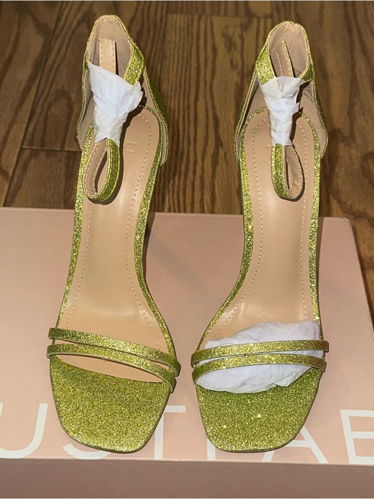 Glitter AnkleStrap Sandals In Lime Green
